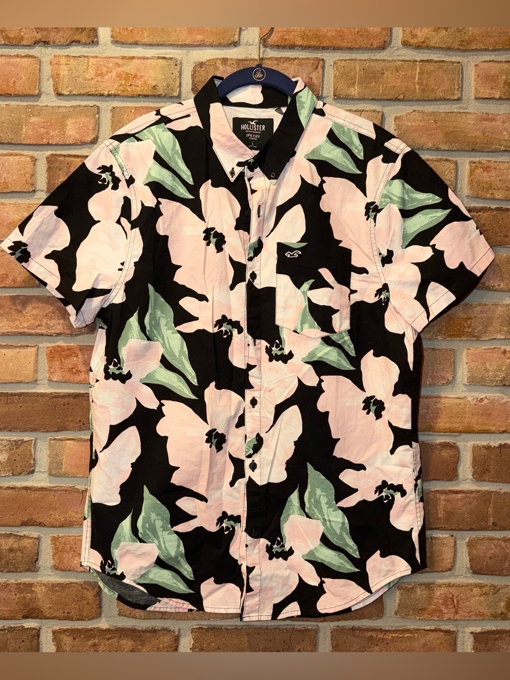 Hollister Epic Flex Floral Shirt Size Large